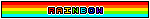 rainbow blinkie that says rainbow, in a pixel font